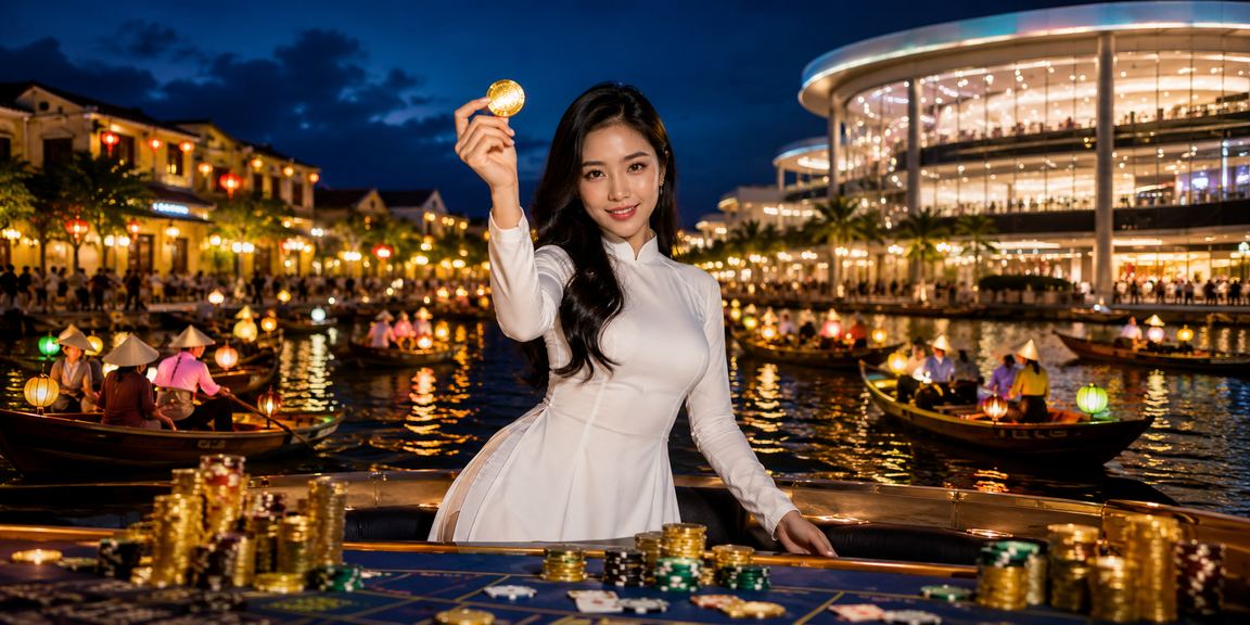 Người chơi card game tại Hội An với áo dài truyền thống Việt Nam